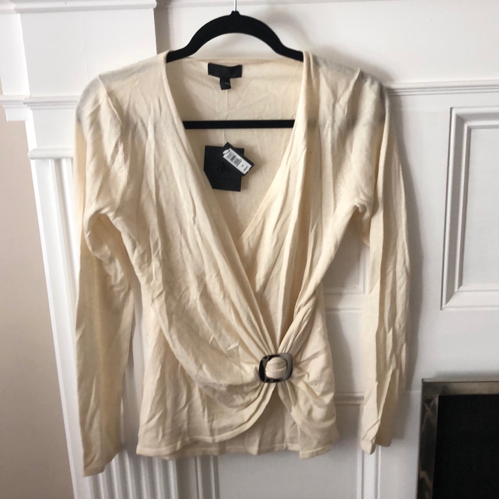 Ivory wrap sweater with sinch